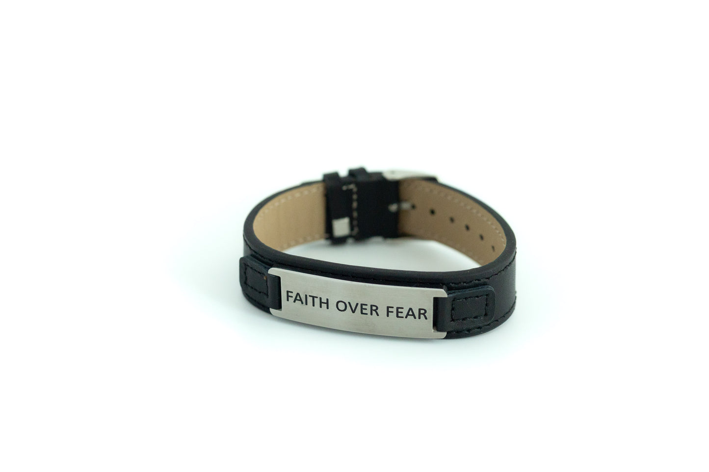 FAITH OVER FEAR Leather Cuff Bracelet