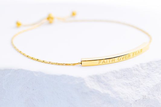 Faith Over Fear Adjustable Bar Bracelet