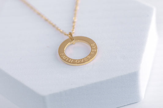 Faith Over Fear Circle Necklace