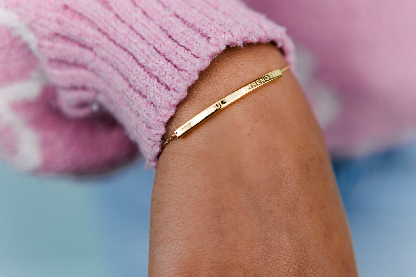 Heart Soul Mind Strength Adjustable Bar Bracelet