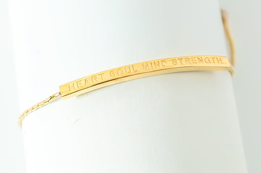 Heart Soul Mind Strength Adjustable Bar Bracelet