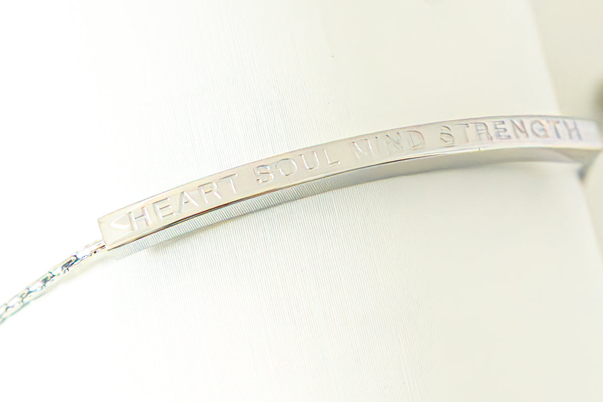 Heart Soul Mind Strength Adjustable Bar Bracelet