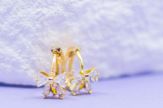 Gold Huggie Bow Earrings