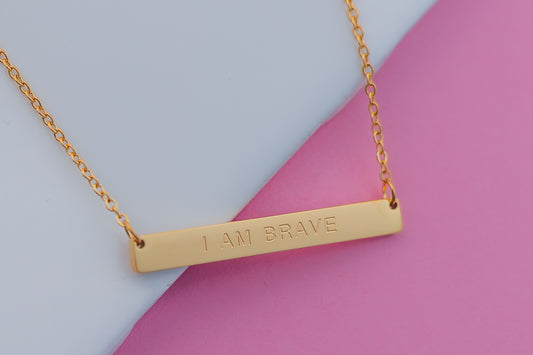 I Am Brave Bar Necklace