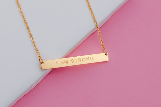 I Am Strong Bar Necklace