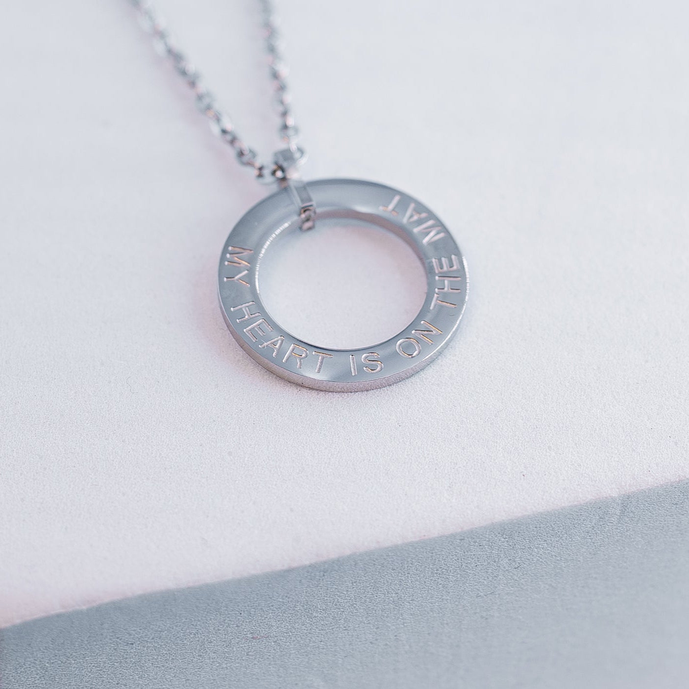 MY HEART IS ON THE MAT Circle Necklace
