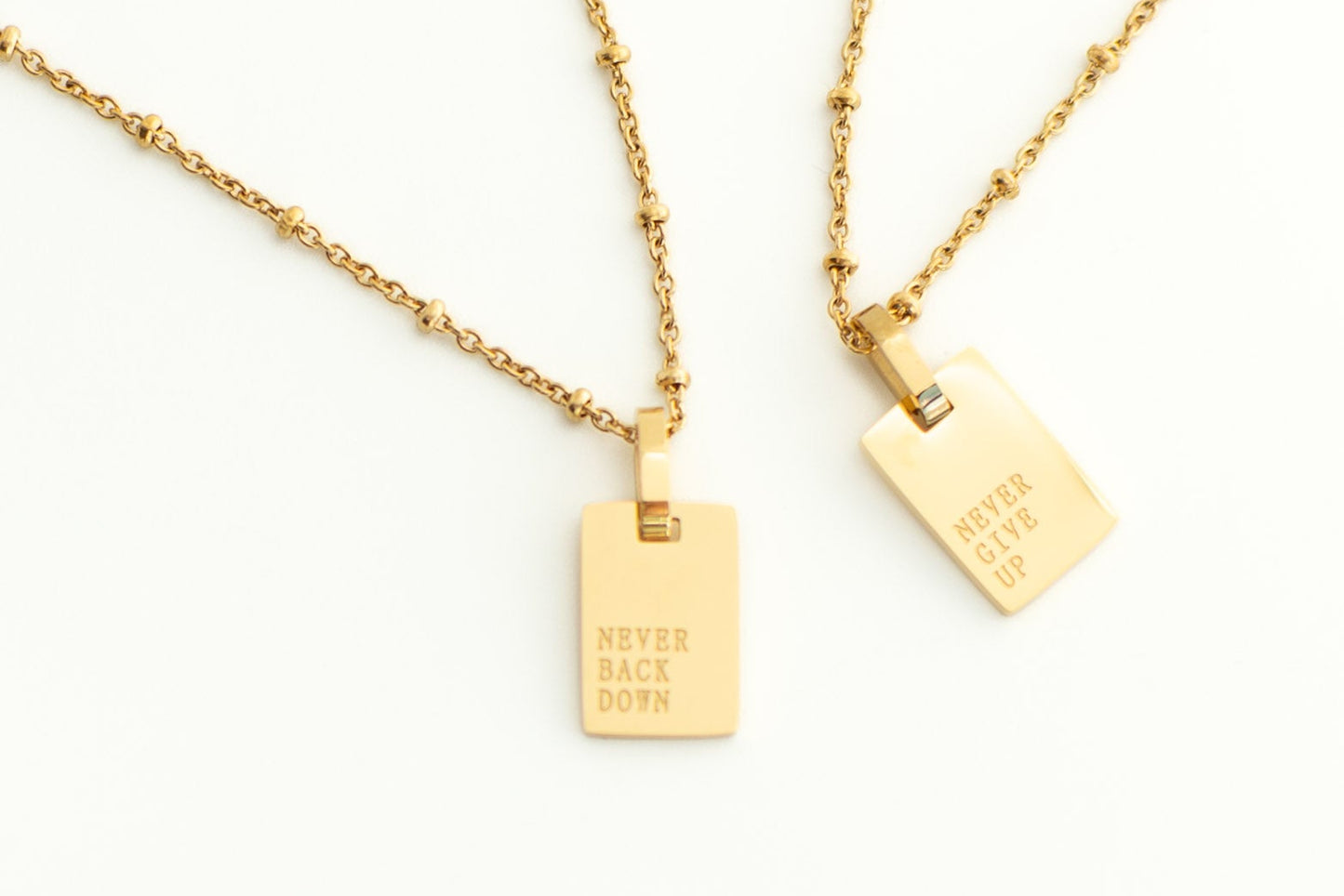 Never Back Down Never Give Up Two-Sided Necklace