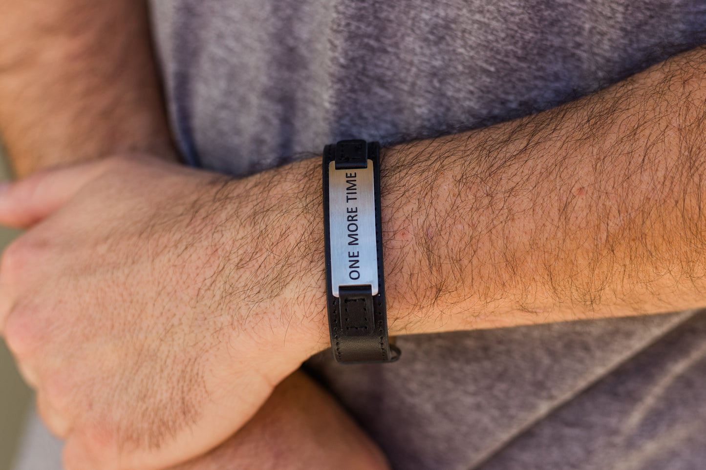 ONE MORE TIME Leather Cuff Bracelet