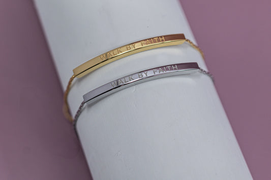 Walk By Faith Adjustable Bar Bracelet