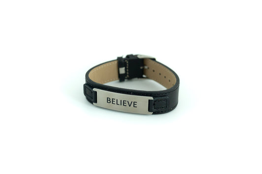 BELIEVE Leather Cuff Bracelet