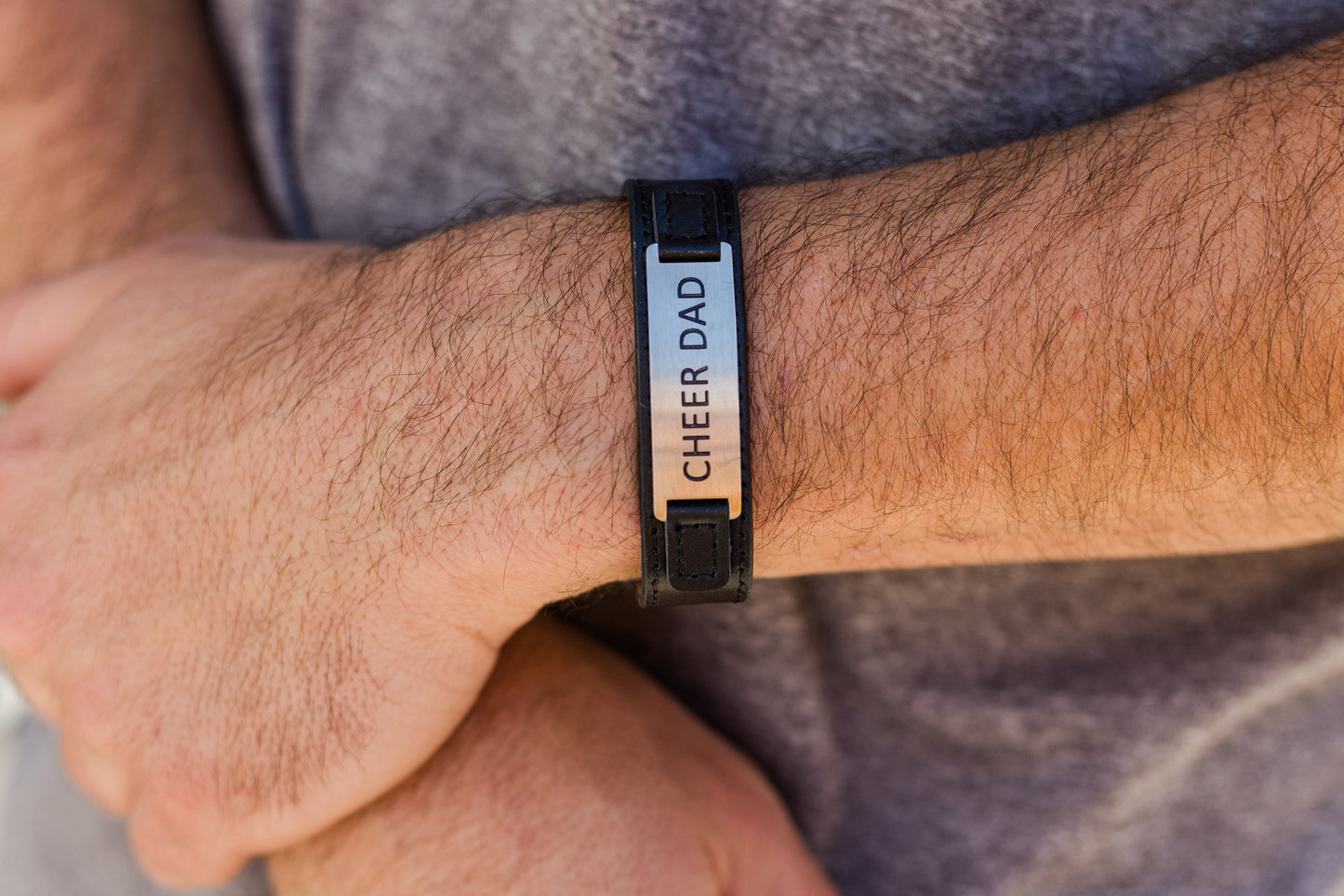 CHEER DAD Leather Cuff Bracelet